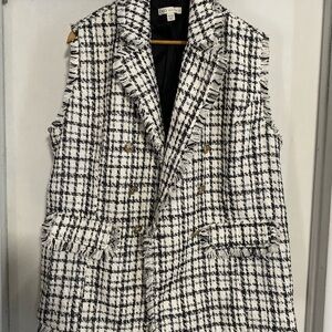 Cato Black and White Plaid Vest